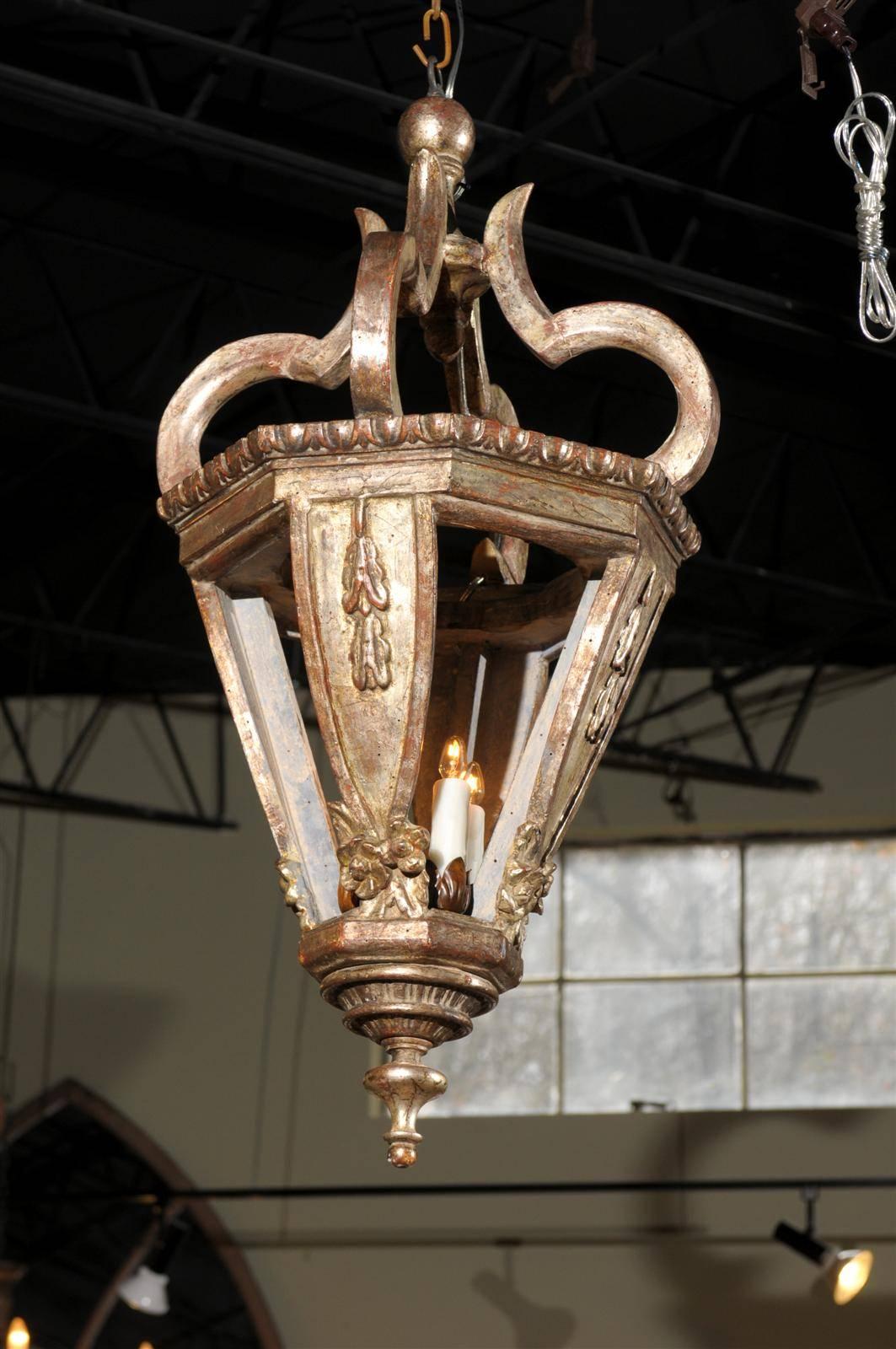 Pair of Silver Gilt Baroque Style Italian Hanging Lanterns from the 19th Century 2