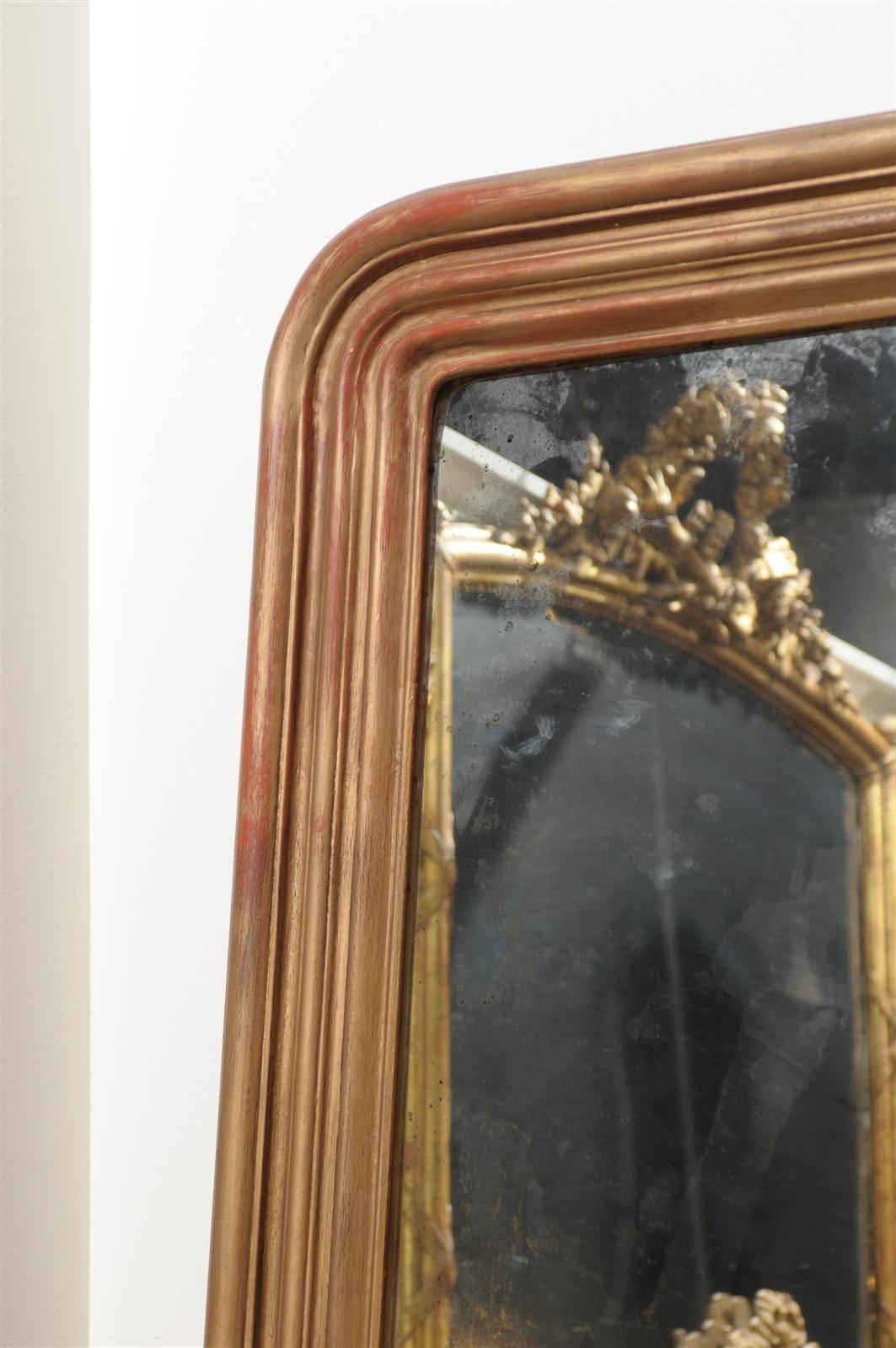 Monumental 19th Century Louis Philippe Giltwood Mirror In Excellent Condition In Atlanta, GA