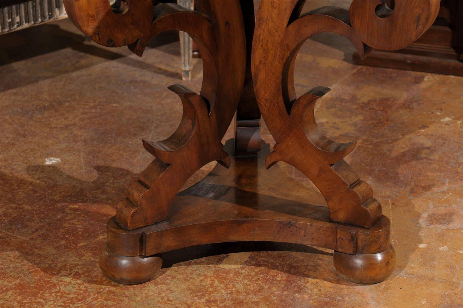 19th Century Italian Carved Walnut Tripod Table 5