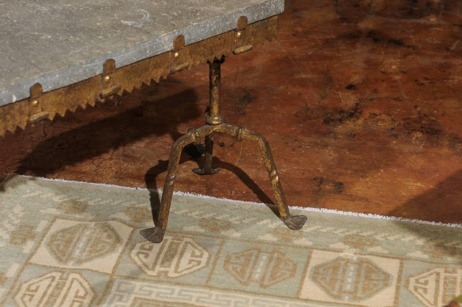 French Industrial 1900s Gilt Iron and Slate Wine Tasting Table with Candlestick 4