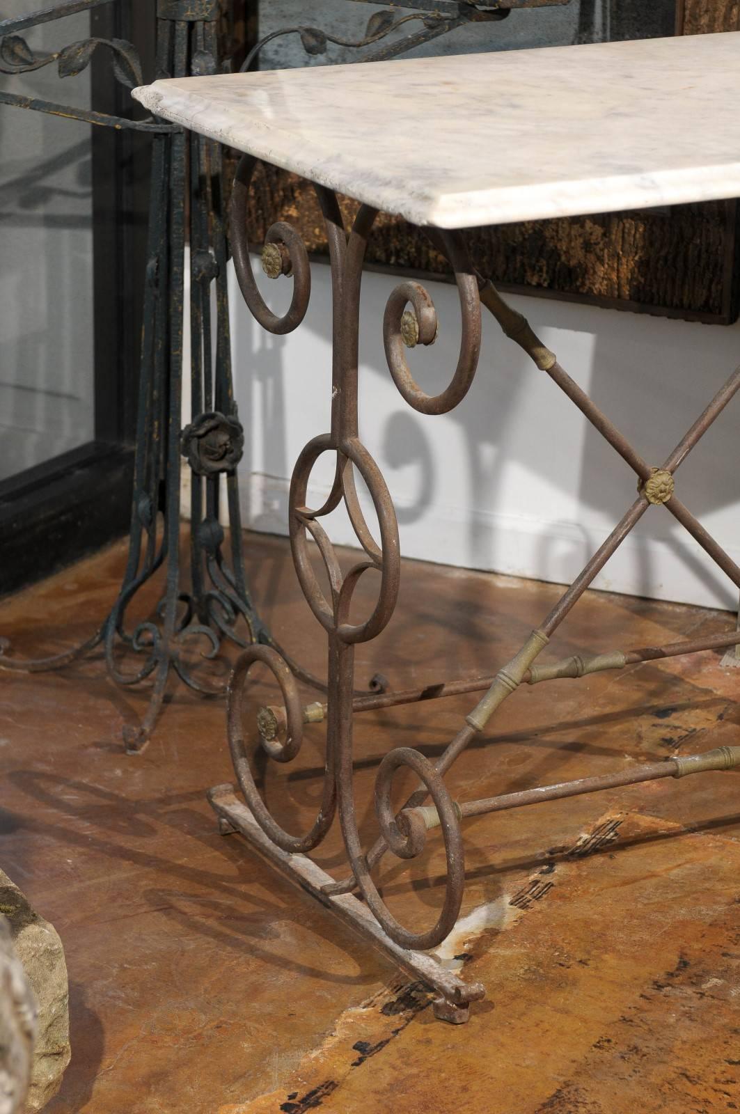Early 19th Century French Iron Butcher Table with Marble Top For Sale 3