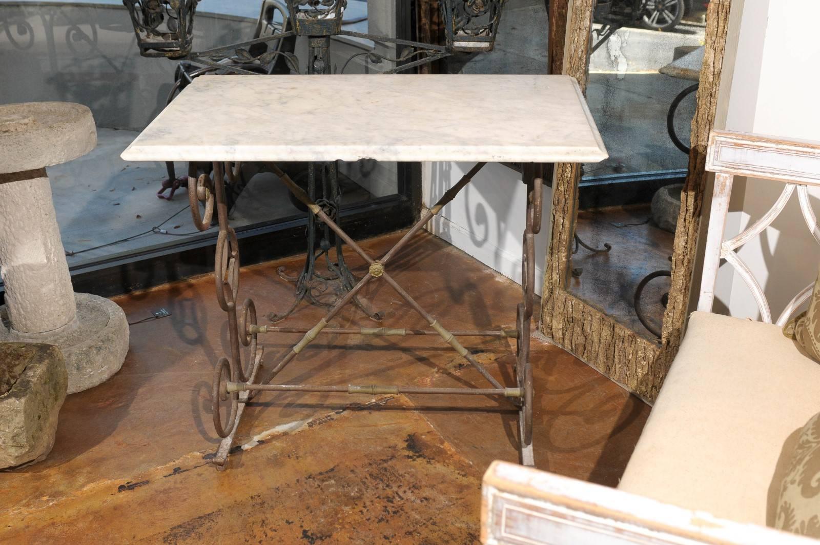 Early 19th Century French Iron Butcher Table with Marble Top For Sale 4