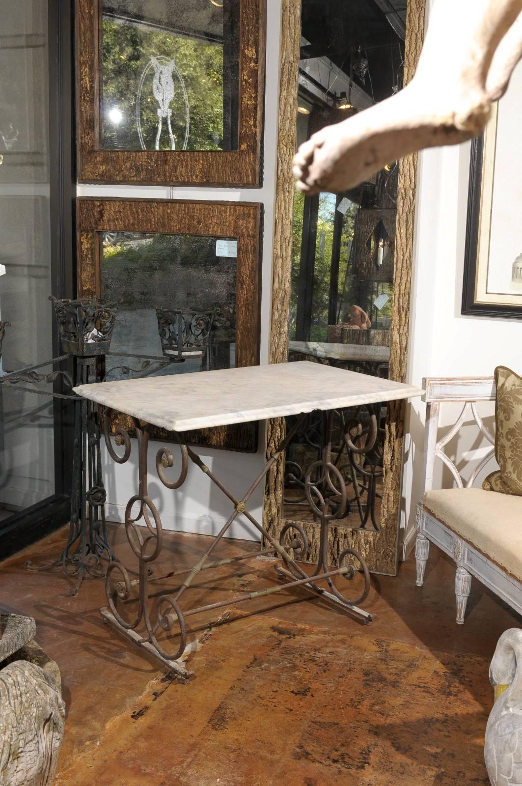 Early 19th Century French Iron Butcher Table with Marble Top In Good Condition For Sale In Atlanta, GA
