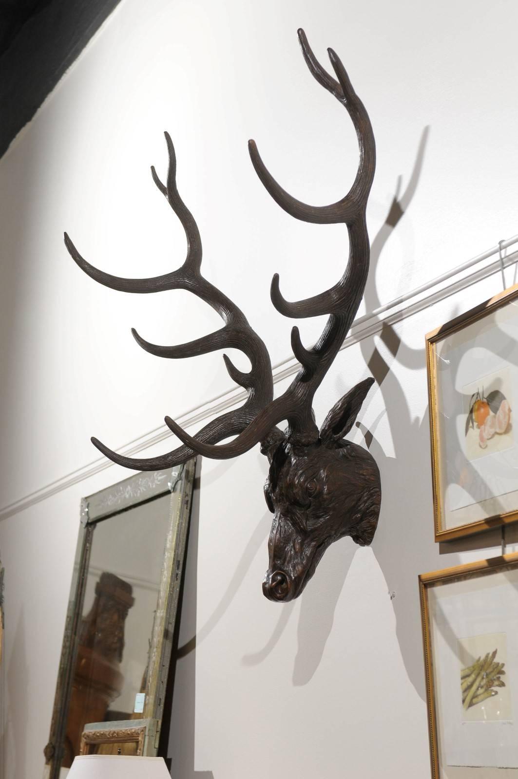 Black Forest Carved Stag Head 2