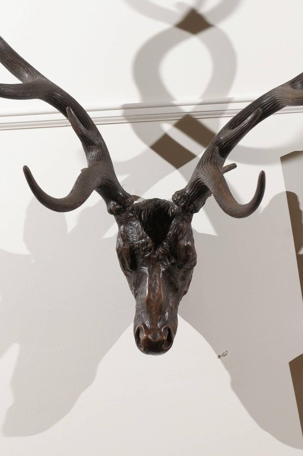 Black Forest Carved Stag Head 1