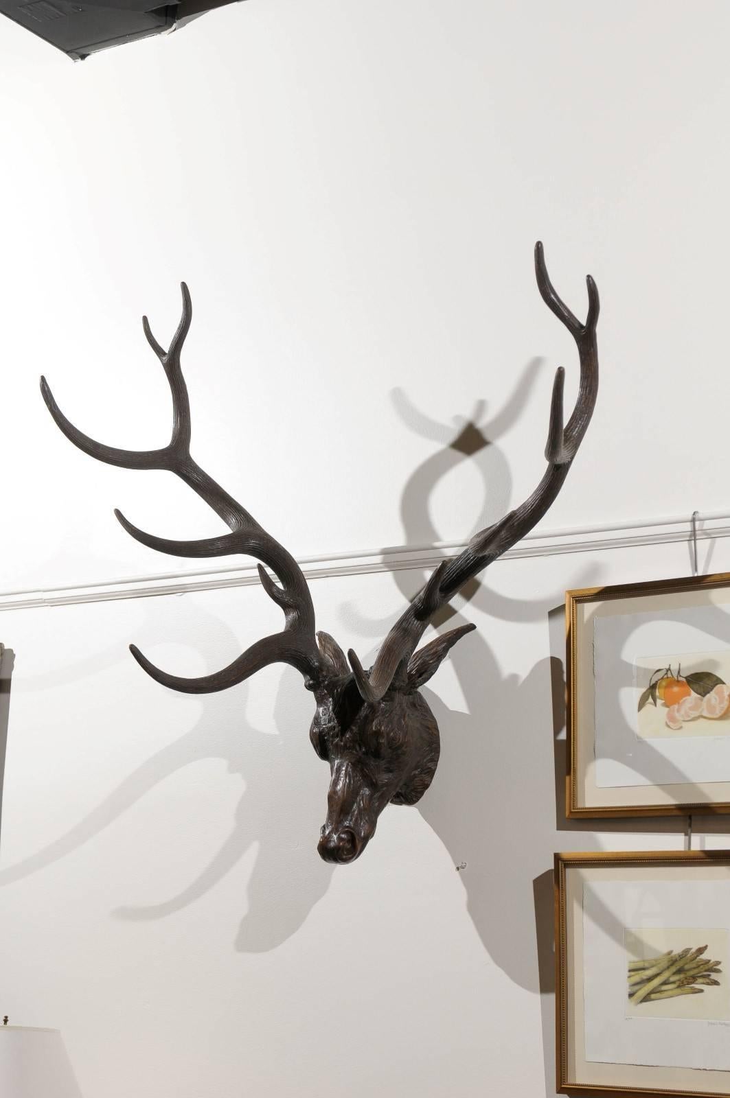 19th Century Black Forest Carved Stag Head