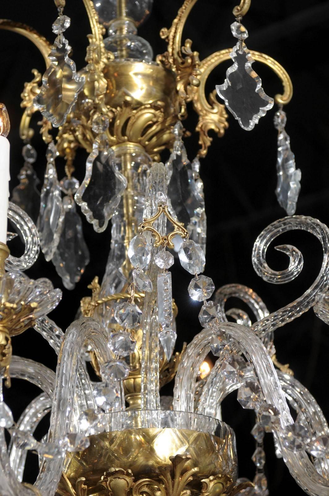 French Rococo Style Six-Light Crystal Chandelier with Gilt Bronze Accents  For Sale 1