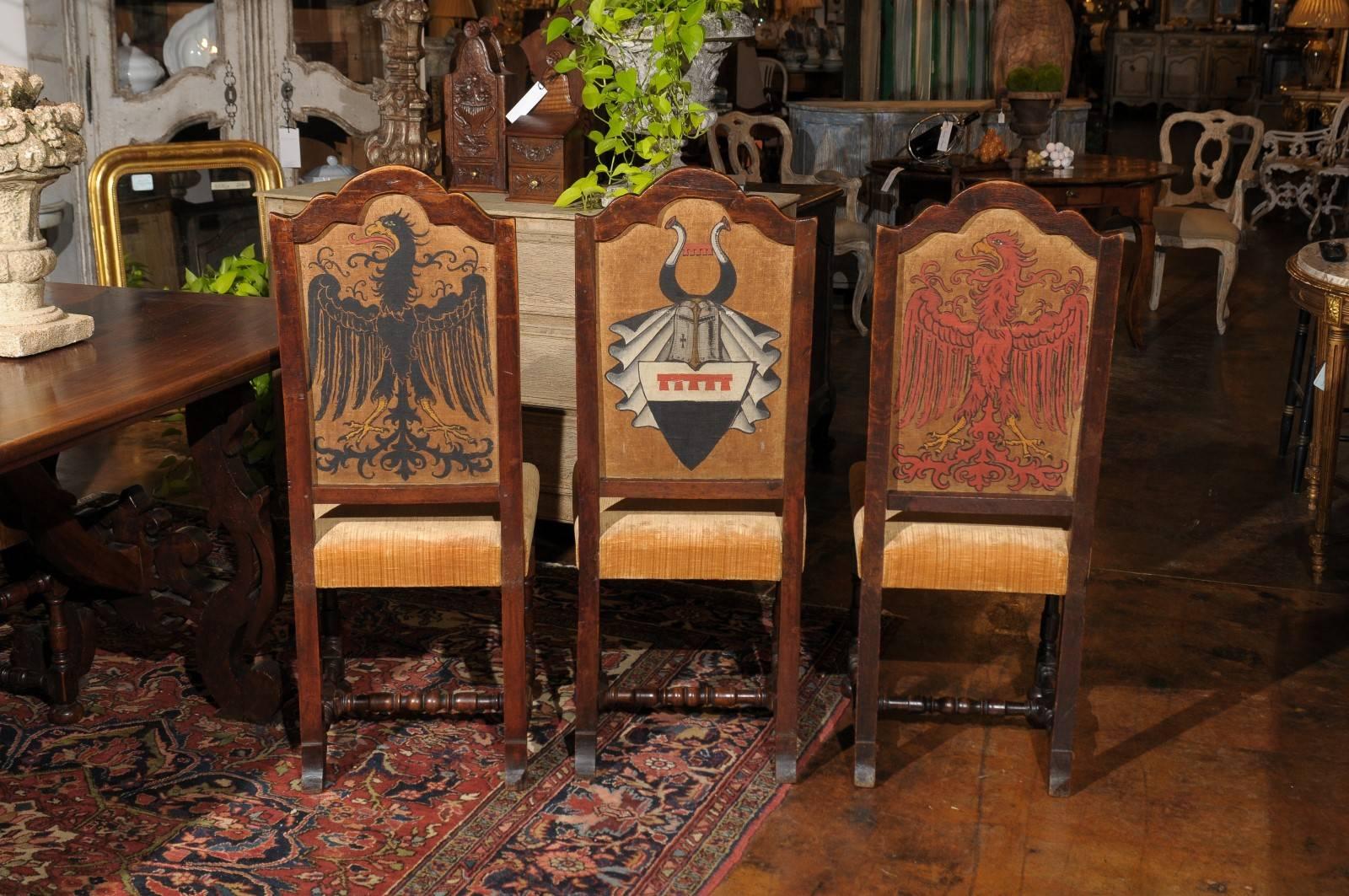 Italian Set Six of Mid-19th Century Florentine Dining Chairs