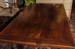 Italian 1820s Baroque Style Walnut Dining Table with Lyre-Shaped Legs