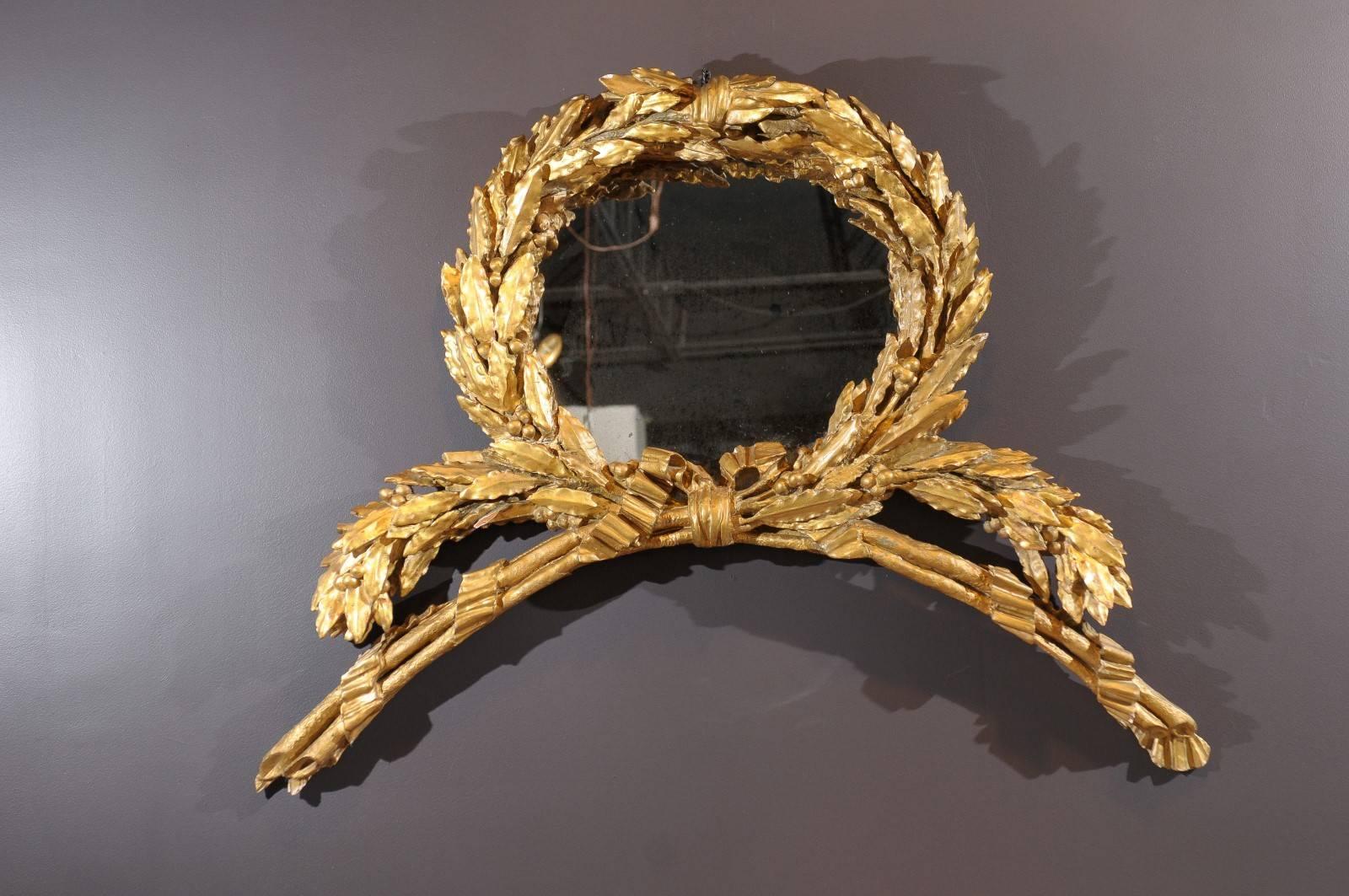 Pair of Italian Gilt Laurel Wreath Mirrors, circa 1800 1