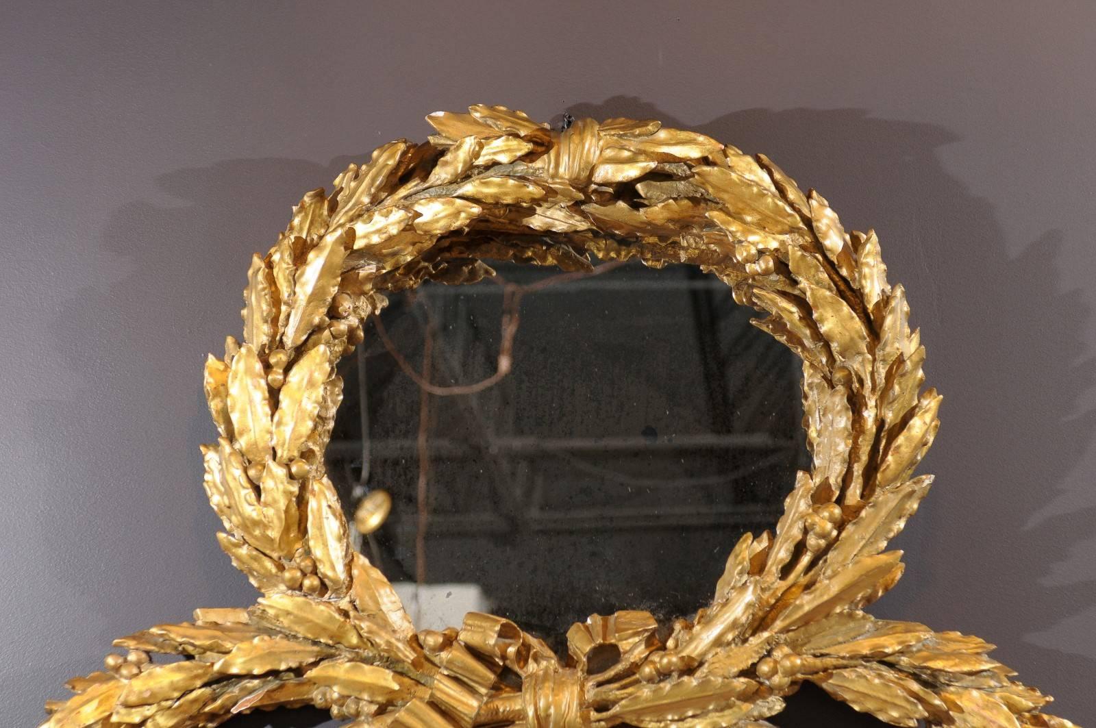 Pair of Italian Gilt Laurel Wreath Mirrors, circa 1800 2