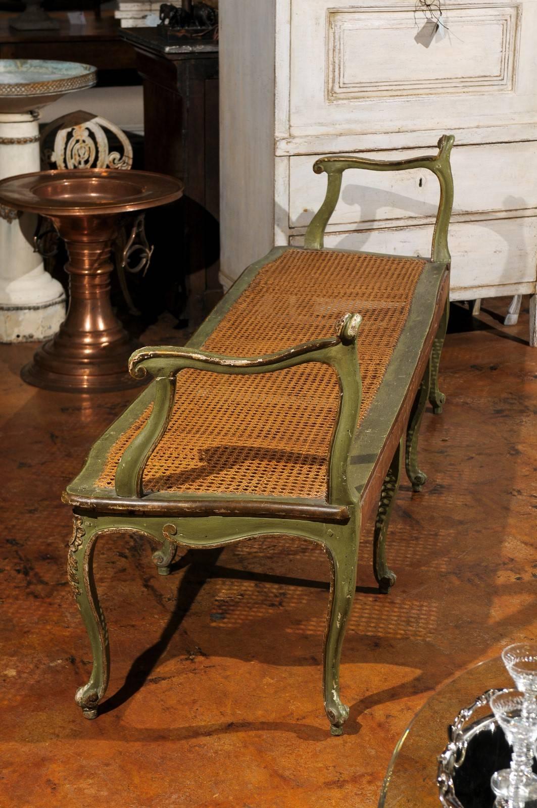 Late 18th Century or Early 19th Century Italian Gilt and Polychrome Bench For Sale 1