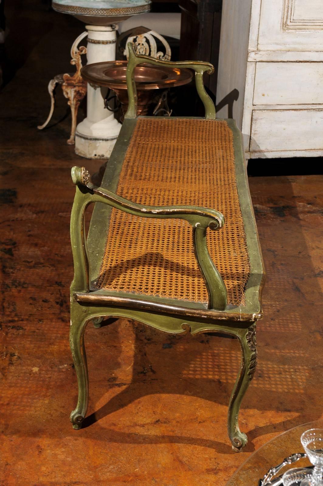 Late 18th Century or Early 19th Century Italian Gilt and Polychrome Bench For Sale 3