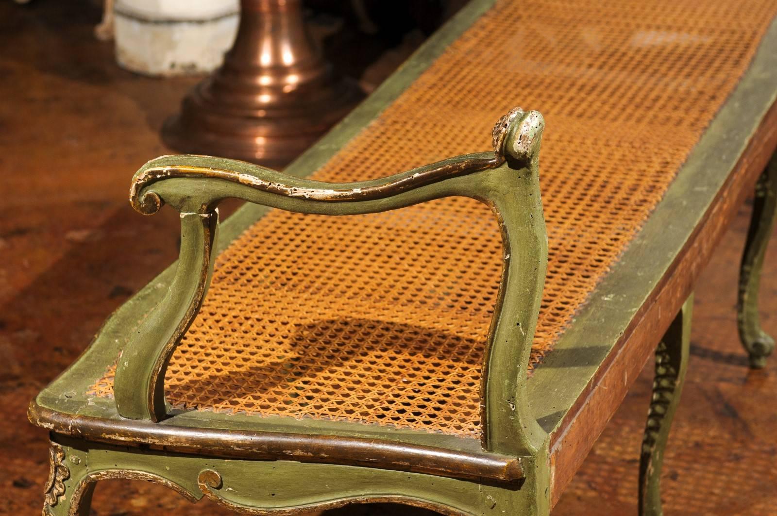 Late 18th Century or Early 19th Century Italian Gilt and Polychrome Bench For Sale 4