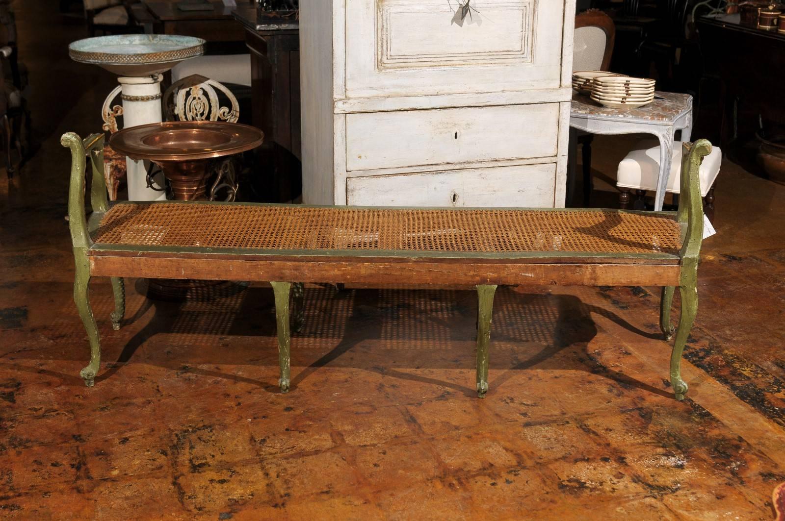 Late 18th Century or Early 19th Century Italian Gilt and Polychrome Bench For Sale 5