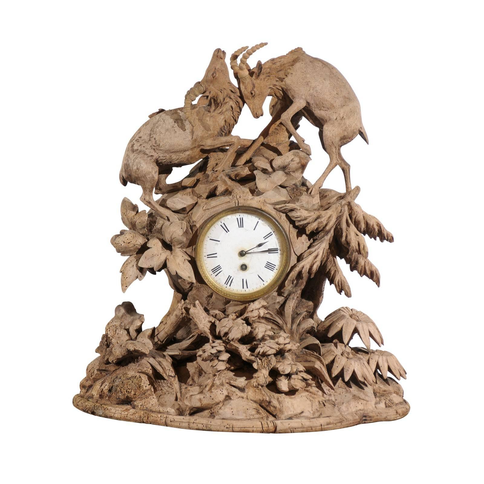 19th Century Bleached Black Forest Clock For Sale