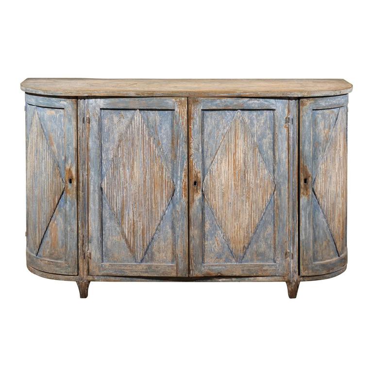 Italian Paint Decorated Buffet with Rounded Corners, circa 1900 at 1stDibs