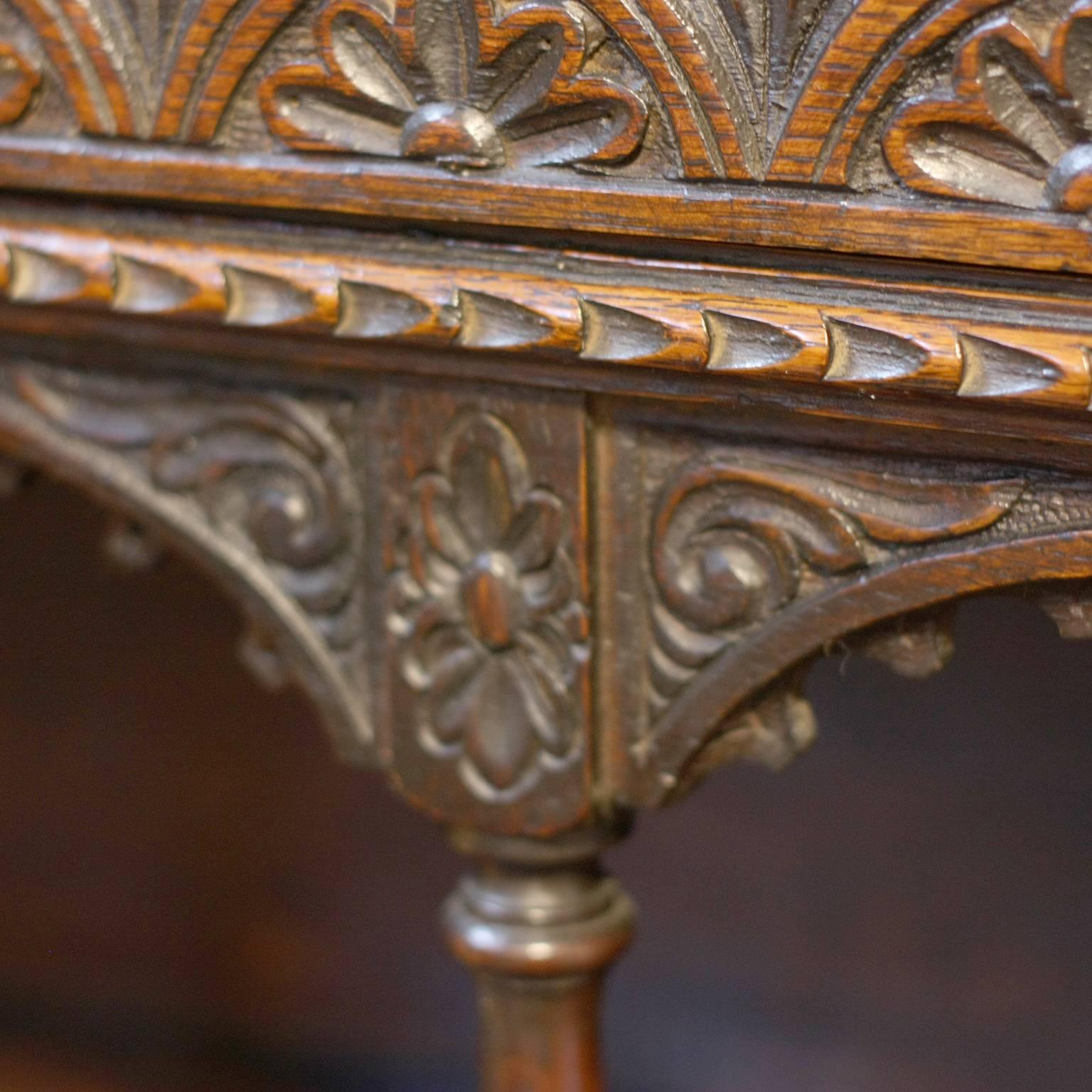 English Renaissance Revival Oak Secretary 2