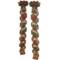 Pair of Late 18th Century Carved Italian Columns