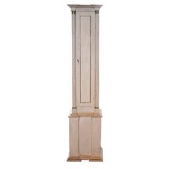 Painted Wood Tall and Narrow Swedish Style Clock Cupboard with half-Columns