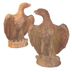 Pair of Florentine Contemporary Terracotta Eagle Sculptures of Large Size