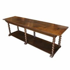French 19th Century Draper’s Table with Barley Twist Legs and Lower Shelf