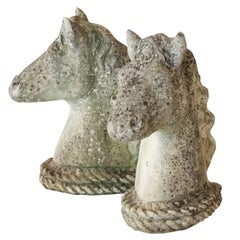 Pair of French Concrete Horses, circa 1950