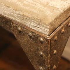 French Rustic Style Iron Console with Pine Top