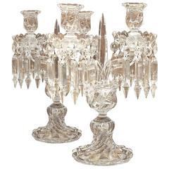 Antique Pair of Baccarat Crystal Candlesticks