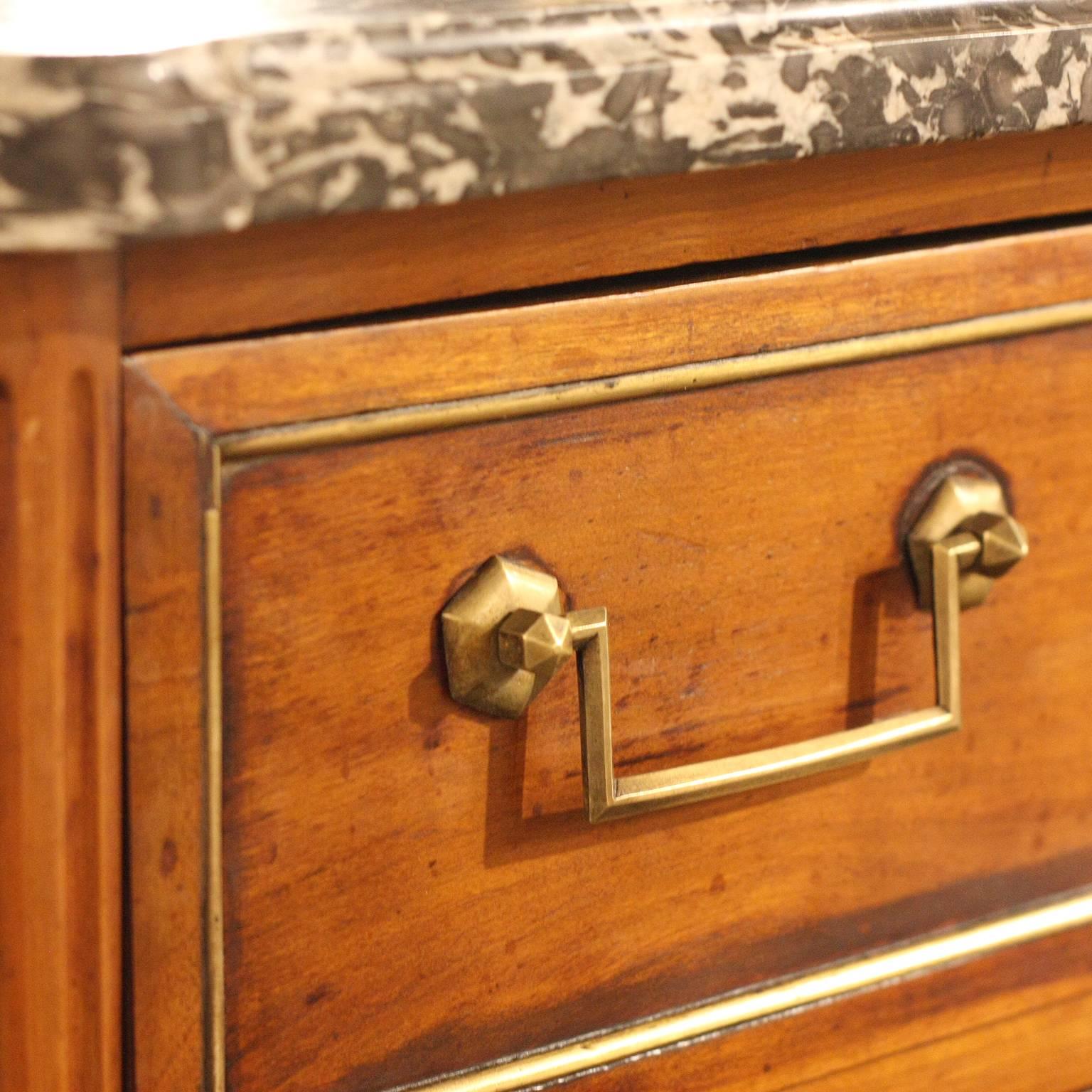 French Six-Drawer Cherry Chest with Marble Top In Excellent Condition In Atlanta, GA
