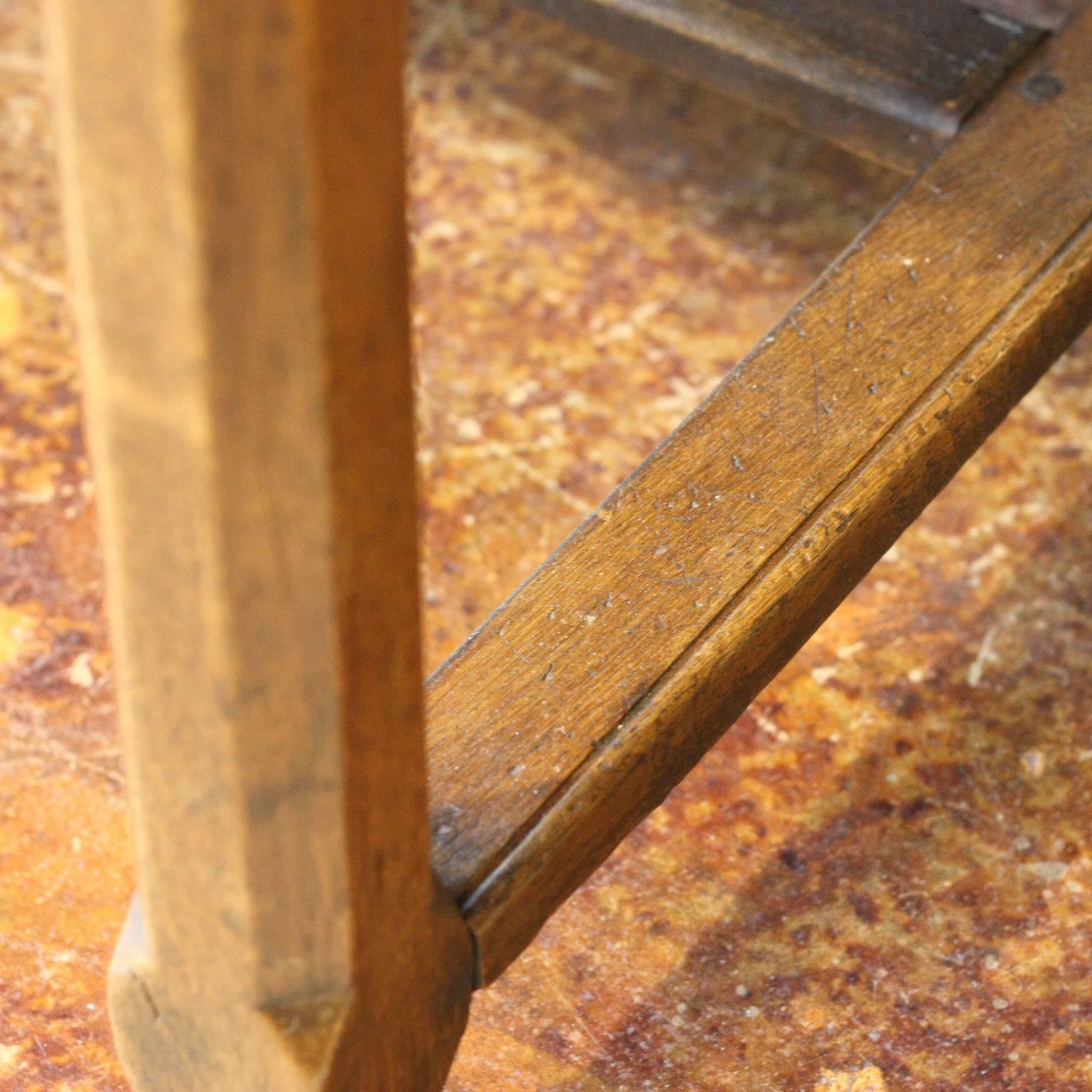 Wood French 18th Century Farmhouse Table with Single Drawer and Cross Stretcher