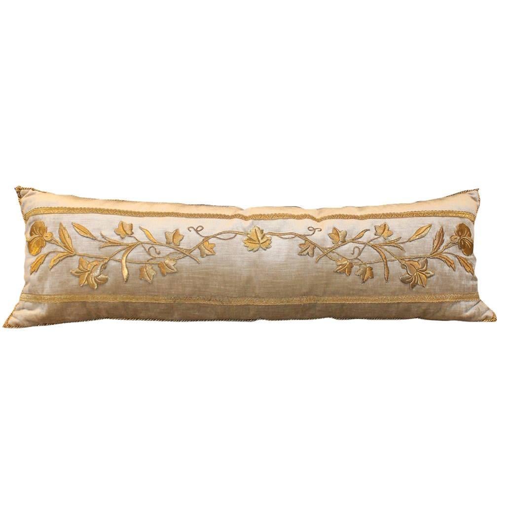 Raised Gold Metallic Embroidery Pillow