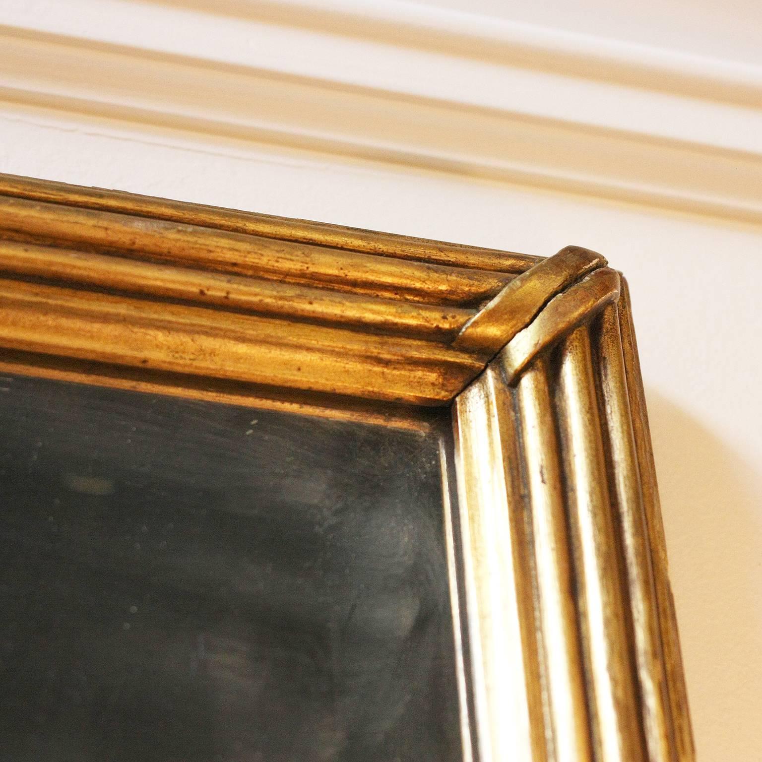 French 1890s Neoclassical Style Gilded Mirror with Fasces and Original Glass In Excellent Condition In Atlanta, GA
