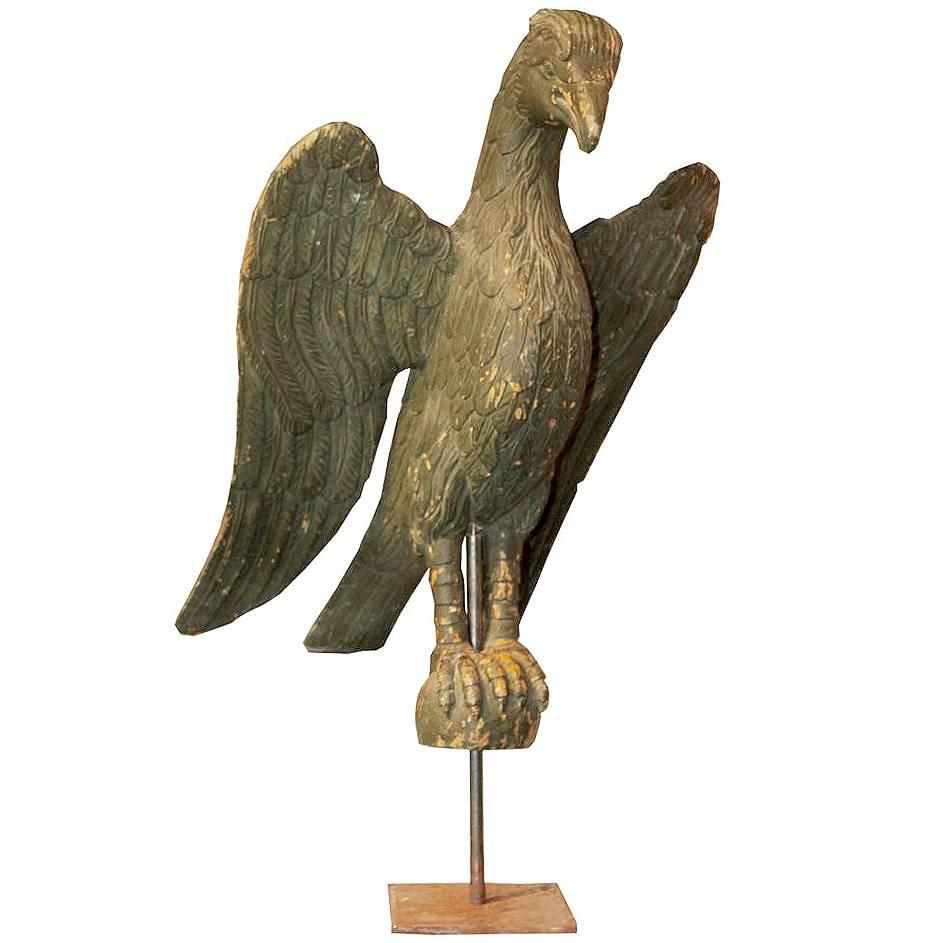 1820s Large Size Hand-Carved Wooden Eagle Lectern on Custom Metal Stand
