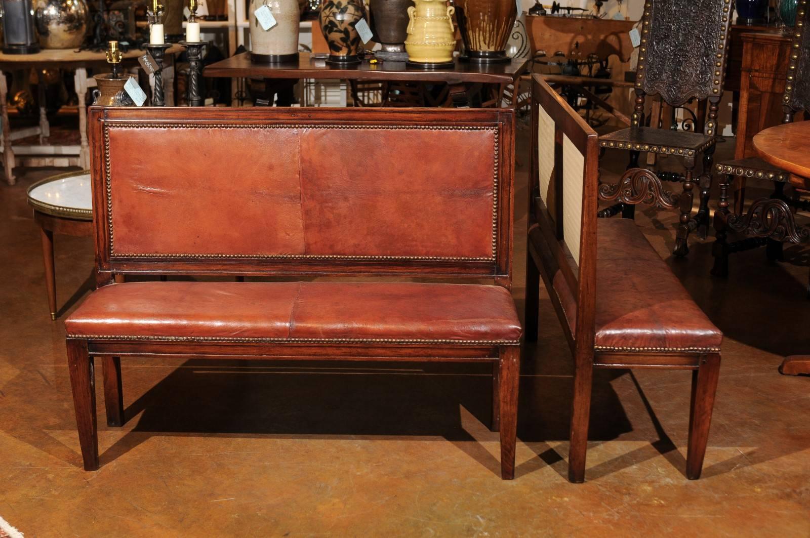 English 19th Century Mahogany and Leather Bench with Nail Head Trim - 1 avail. 3