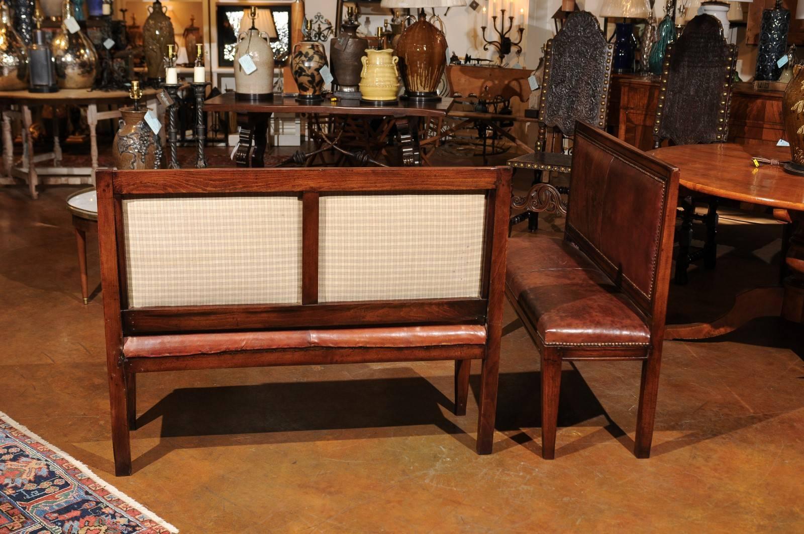 English 19th Century Mahogany and Leather Bench with Nail Head Trim - 1 avail. 5