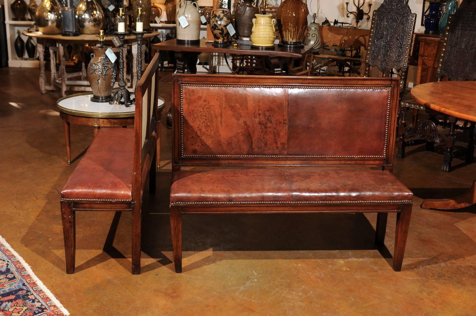 English 19th Century Mahogany and Leather Bench with Nail Head Trim - 1 avail. 7