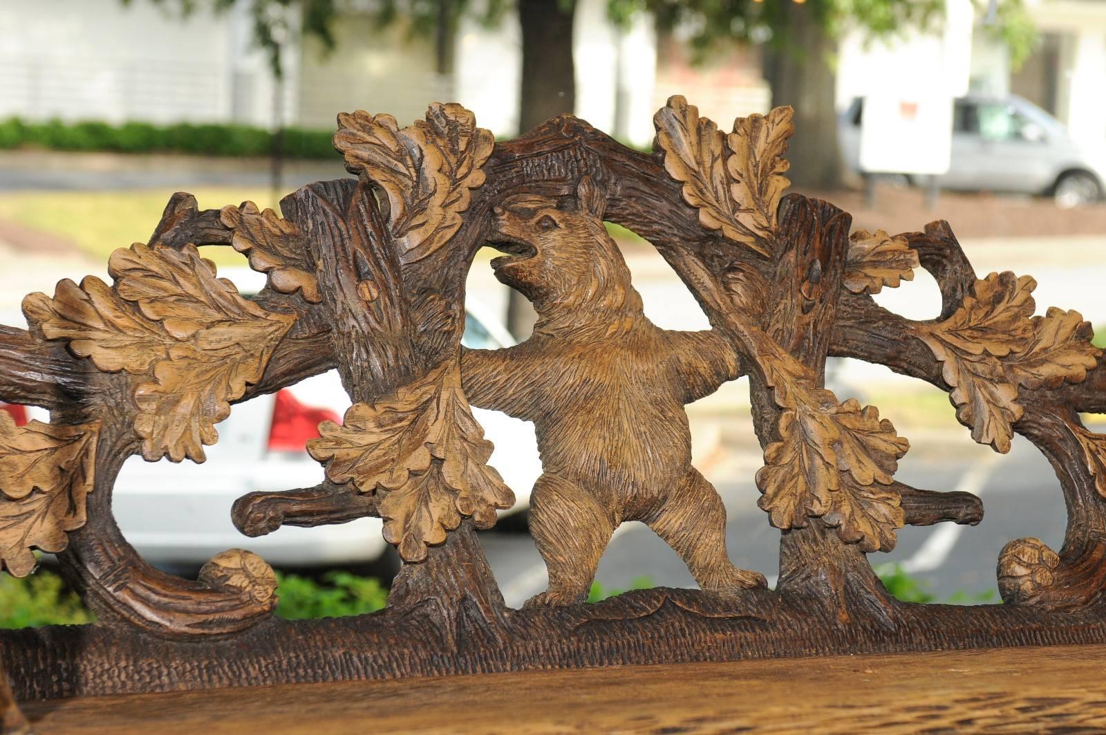 Black Forest 1890s Carved Bench with Bear Motif Made into a Swing, Switzerland In Good Condition In Atlanta, GA