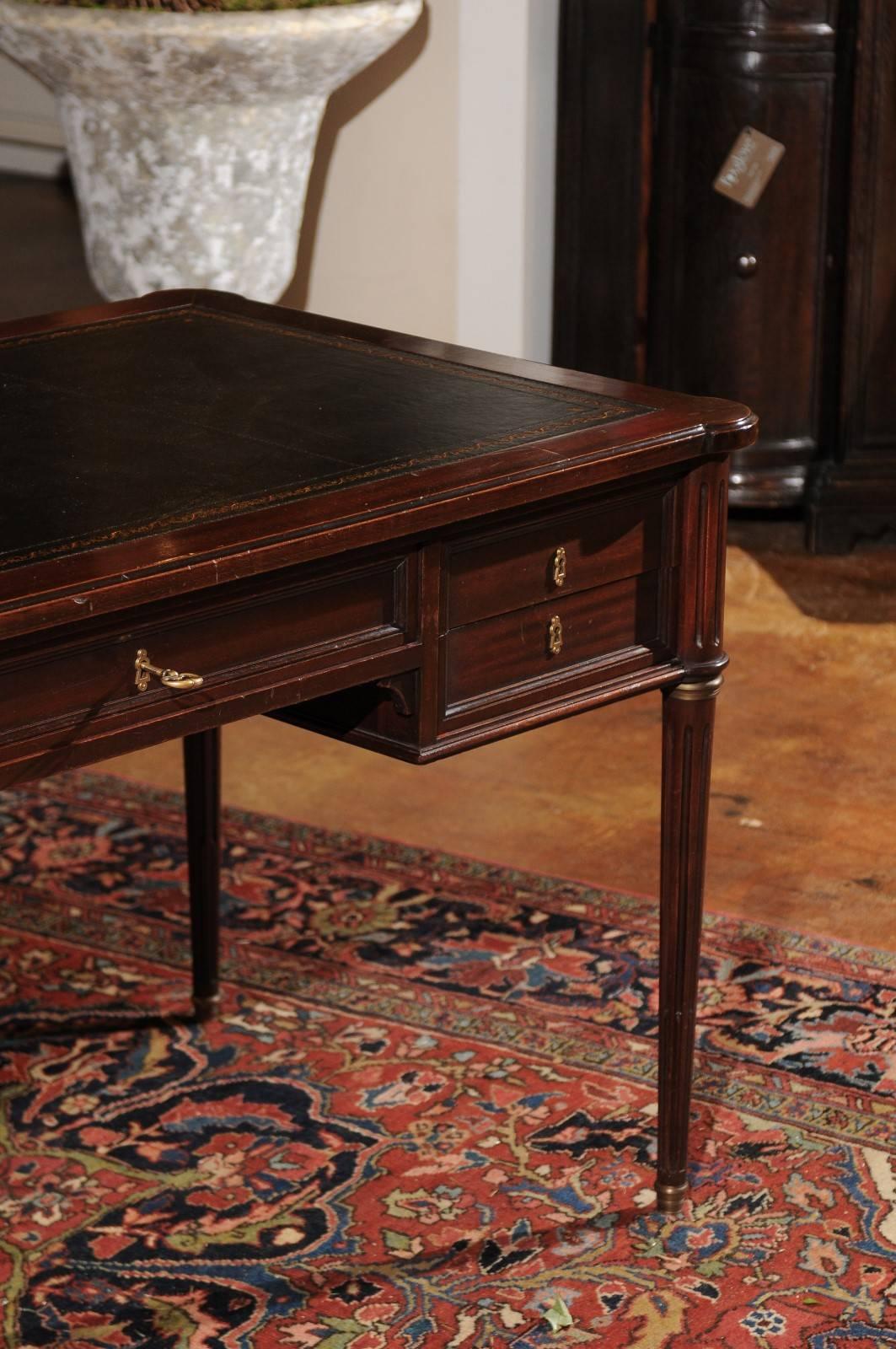 19th Century French 1880s Neoclassical Revival Mahogany Desk with Extending Writing Surface
