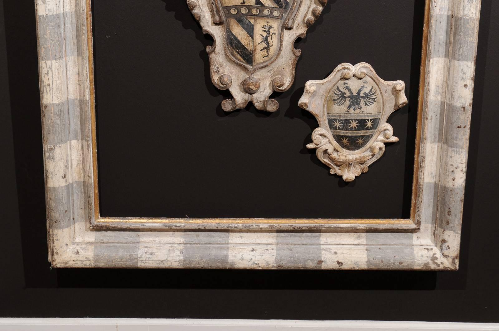 Giltwood  Italian Large Scale Grey and White Painted Frame with Gilt Accents - 1 Availabl