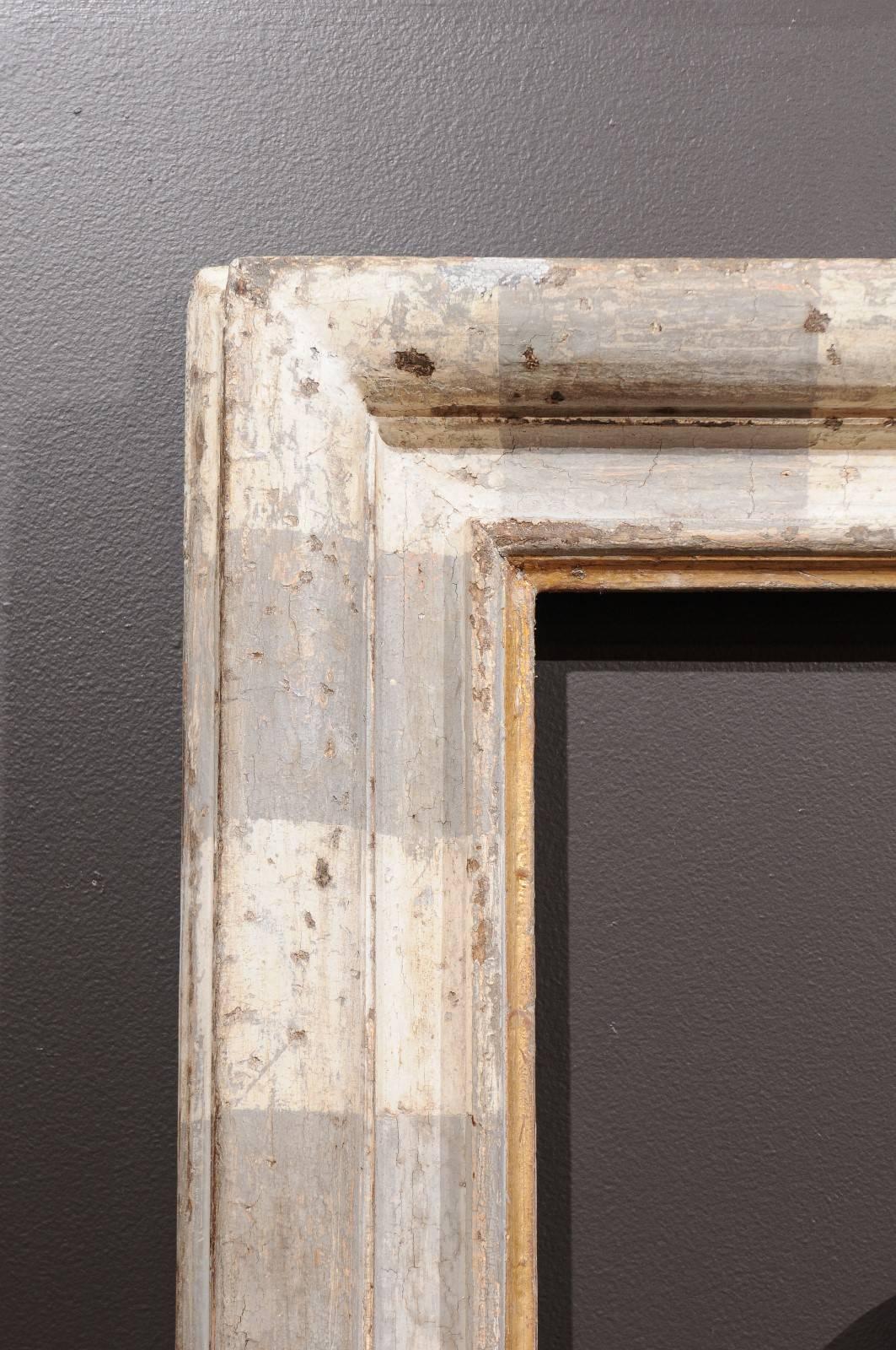  Italian Large Scale Grey and White Painted Frame with Gilt Accents - 1 Availabl 5