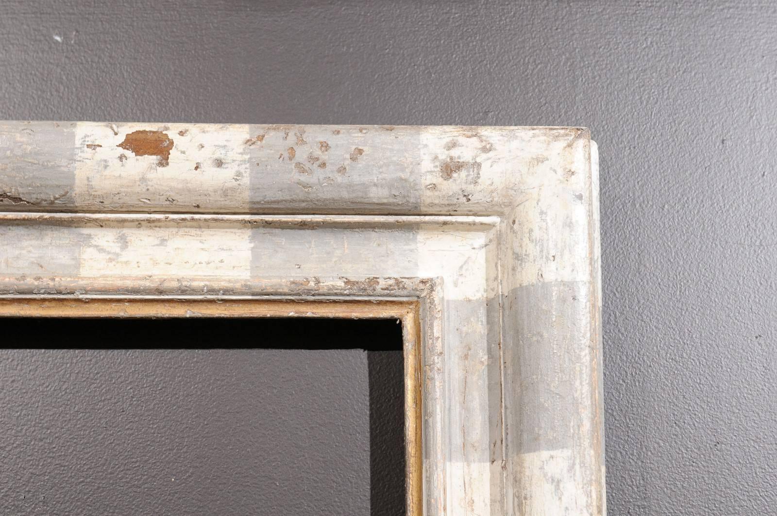  Italian Large Scale Grey and White Painted Frame with Gilt Accents - 1 Availabl 1