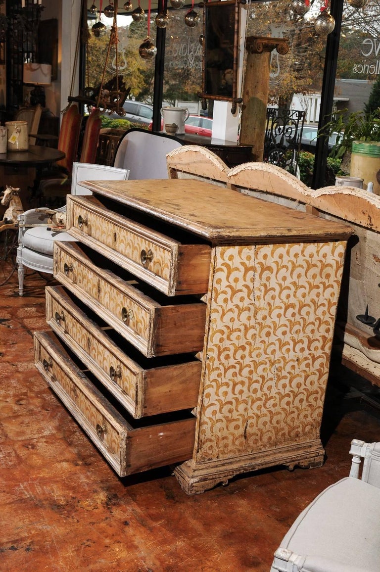 17th Century Florentine Tall Four-Drawer Commode with Painted Floral ...