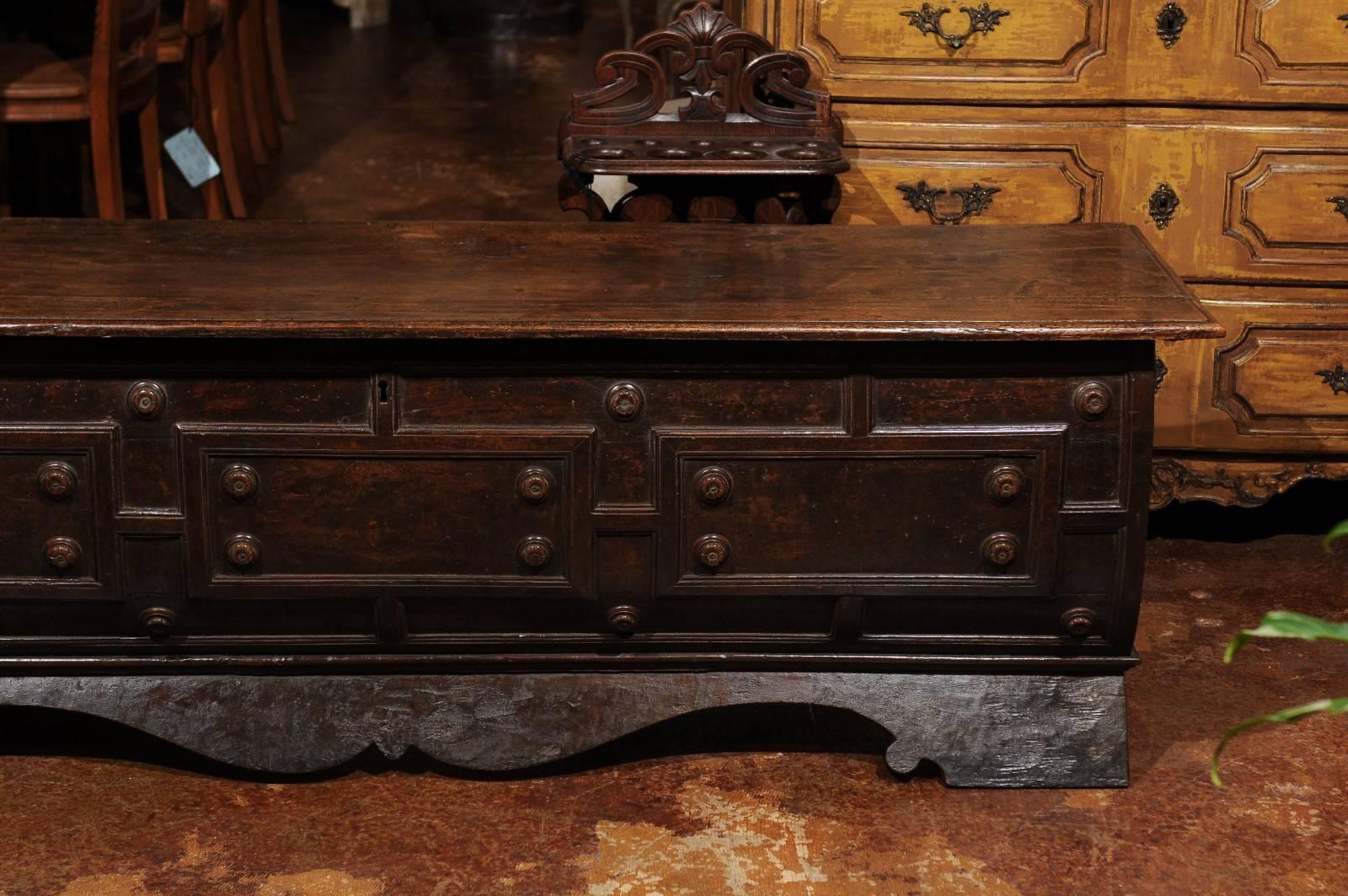 Early 18th Century Italian Hand-Carved Walnut Cassone Chest from Siena For Sale 2