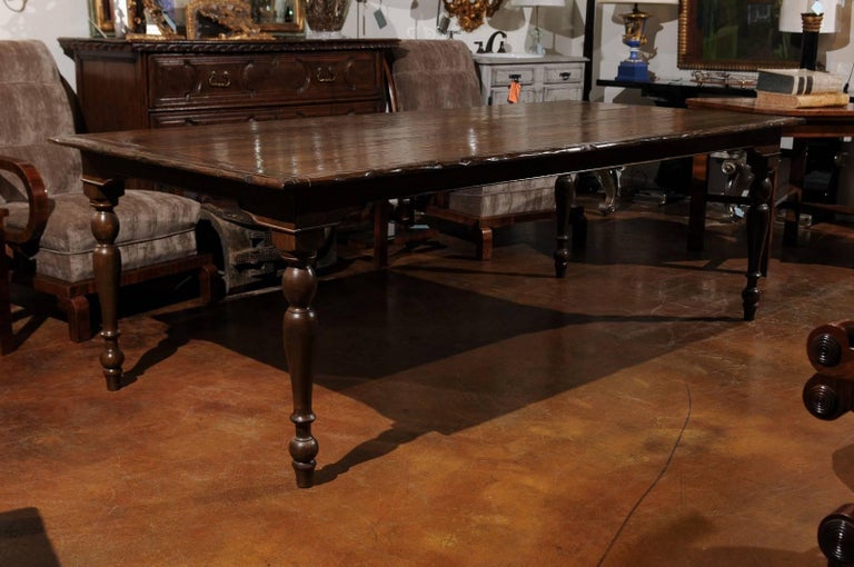 American Customizable Dining Room Farm Table with Planked Top and