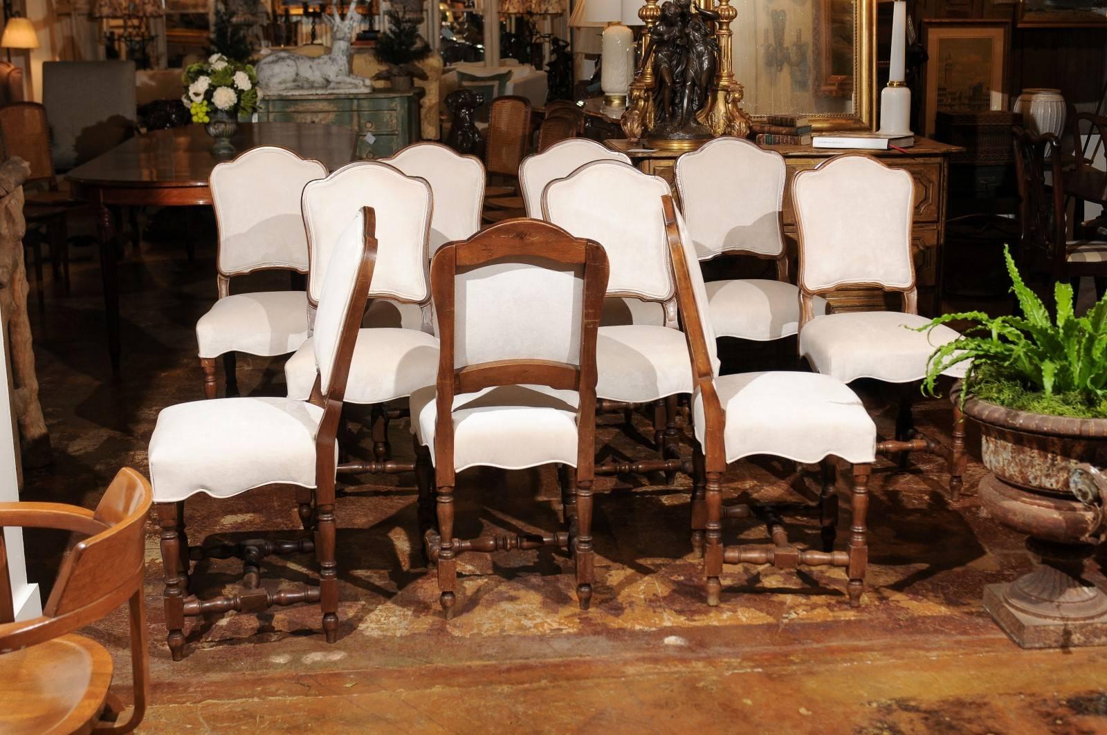 Set of Ten French Chaises à La Reine with Turned Legs with New Upholstery, 1880s 2