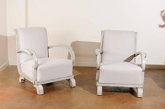 Pair of Art Deco Early 20th Century Period Upholstered Club Chairs