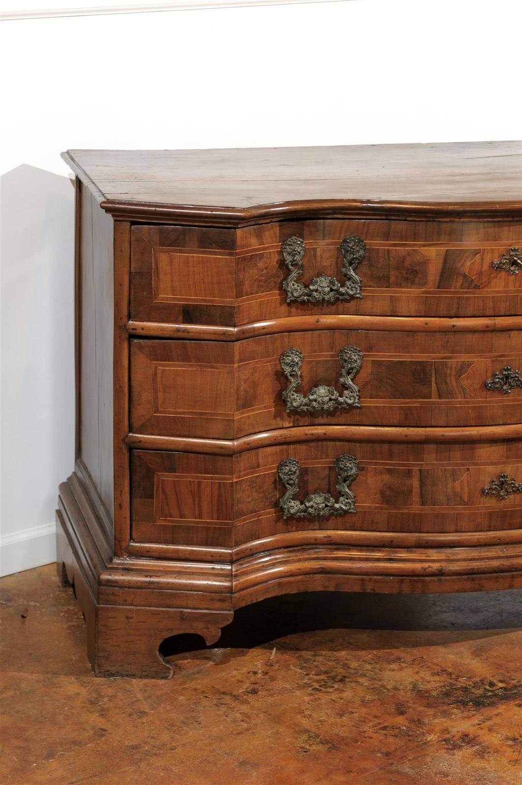 18th Century and Earlier 18th Century Venetian Marquetry Inlaid Walnut Chest