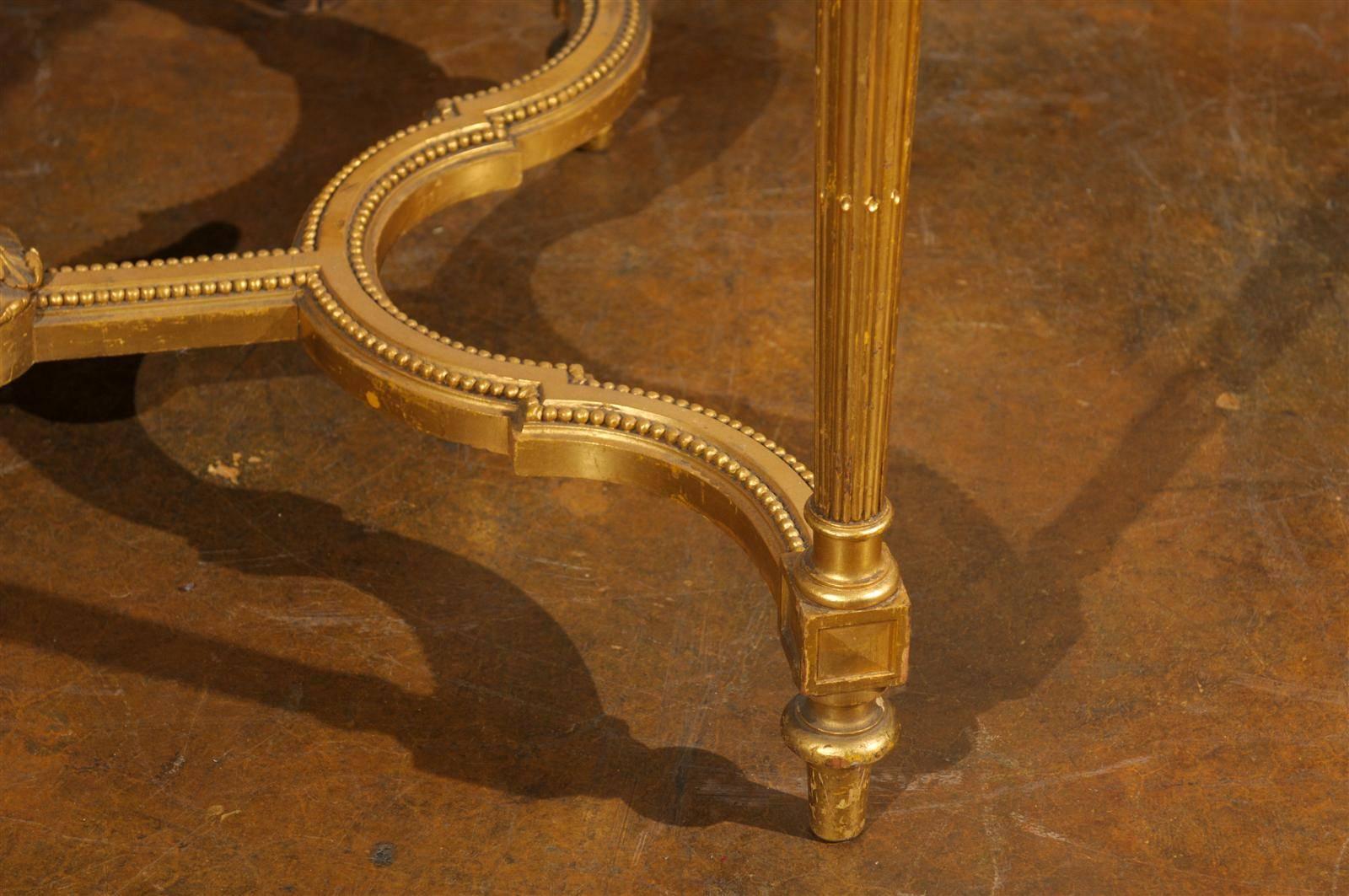French 19th Century Louis XVI Style Onyx Top and Giltwood Center Table 6