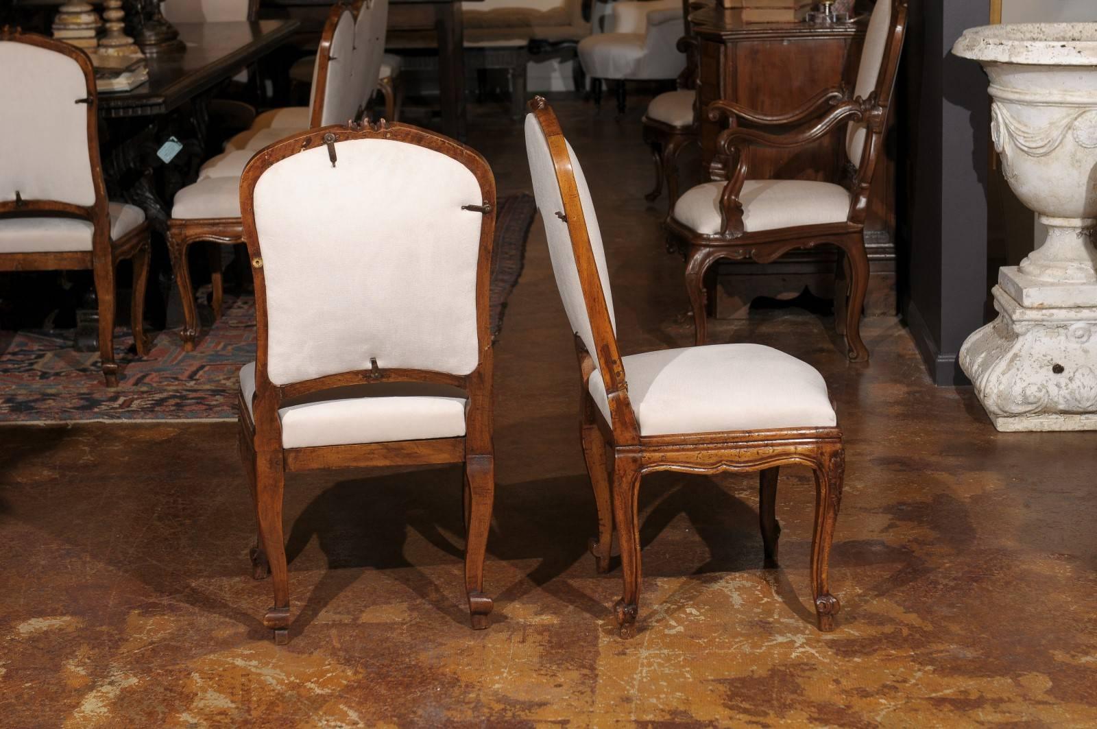 Set of 12 Italian Louis XV Style Upholstered Chairs with Rocailles, circa 1880 4